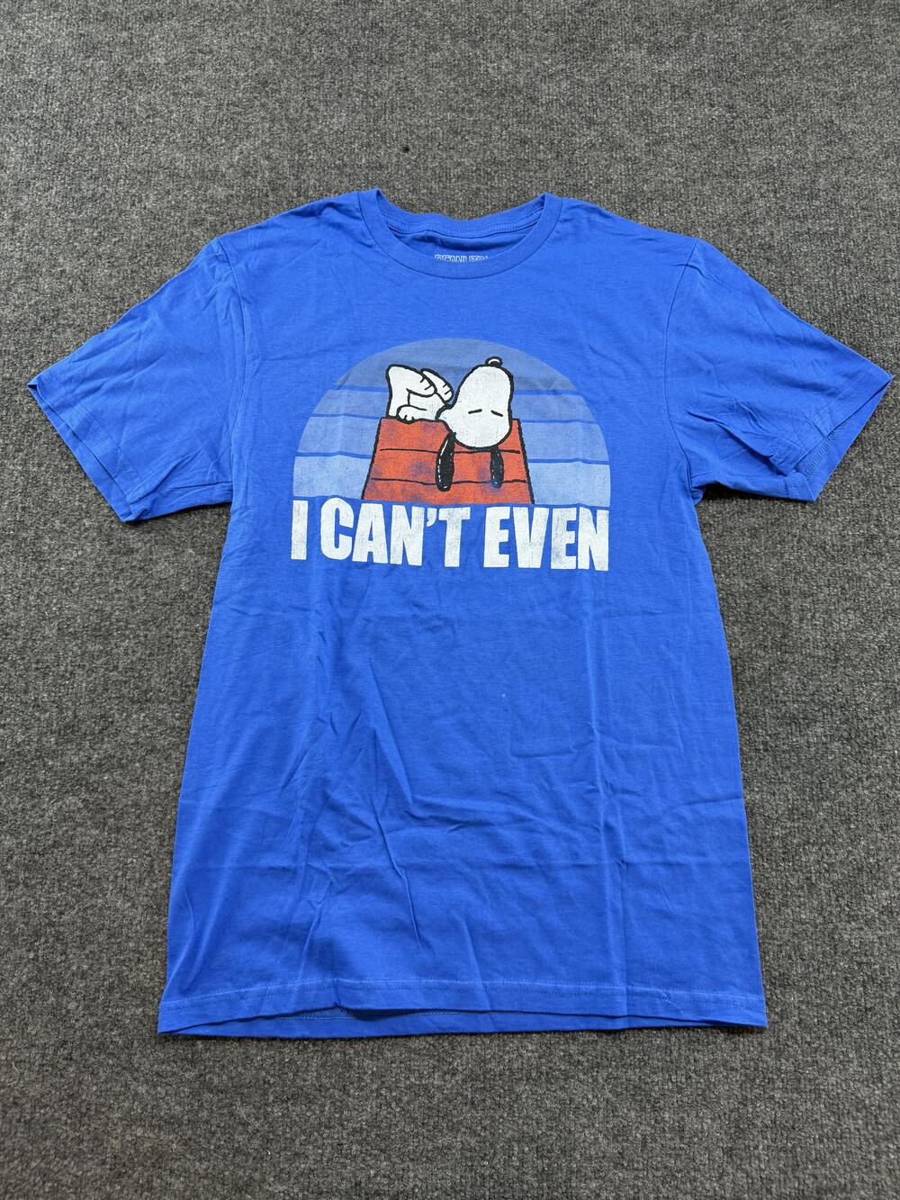 Snoopy I Can't Even Shirt Mens Small Blue Peanuts Graphic Cartoon Tee Humor